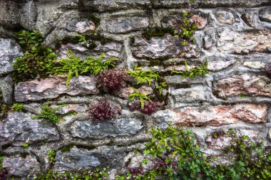 Havan ve çiçek desenli taş duvar antika taş duvar
