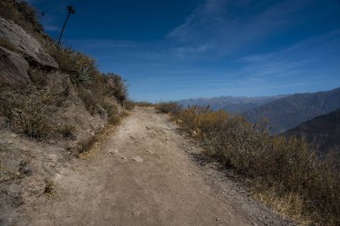 Arequipa Peru 'daki Colca Kanyonu' nun derin kaya duvarlarının manzarası
