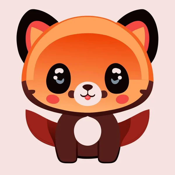 Bonito Pequeno Panda Com Cachecol Vermelho Arco —  Vetores de Stock