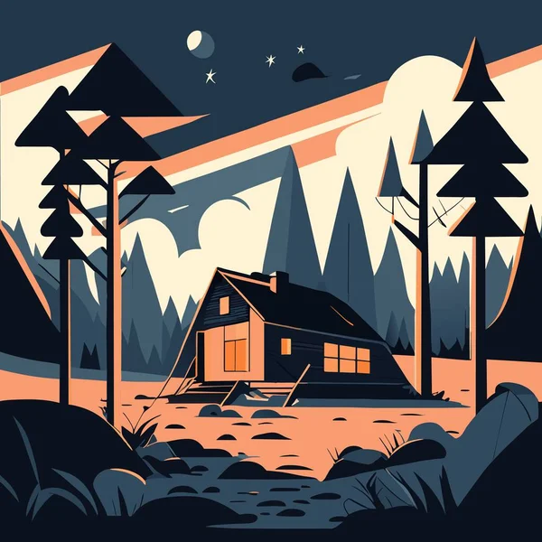 Maison Dans Forêt — Image vectorielle