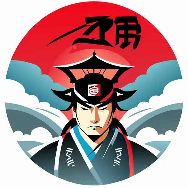 Samurai Met Japanse Traditionele Karakter Vector — Stockvector