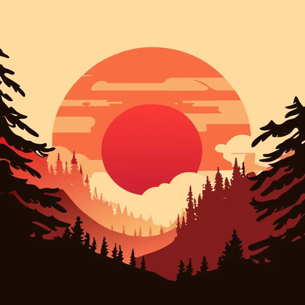Sonnenuntergang Den Bergen — Stockvektor