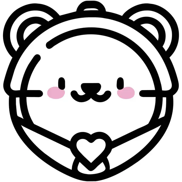 Bear Face Heart Icon Outline Style — Stock Vector