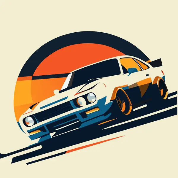 Coche Carrera Coche Vector Ilustración — Vector de stock