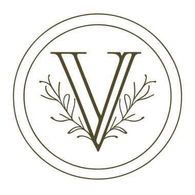 İlk logo v, yaprak, çiçek, vektör logosu iş davetiyesi, şirket logosu.