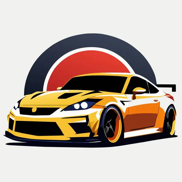 Araba Yarışı Logosu Vektör Tasarımı Çizimi — Stok Vektör