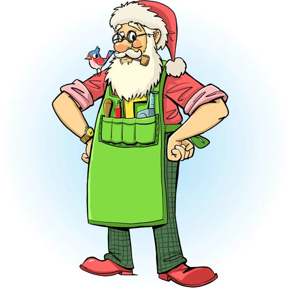 Babbo Natale Con Attrezzi Grembiule Falegname — Vettoriale Stock