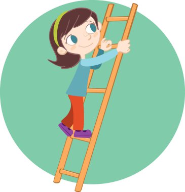 little girl climbing a tall ladder