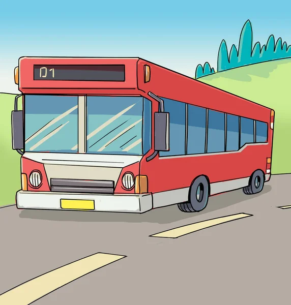 Kırmızı Otobüs Otoyolda Ilerliyor — Stok fotoğraf