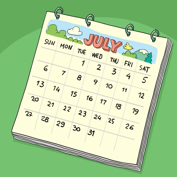 page from the calendar with the month of July