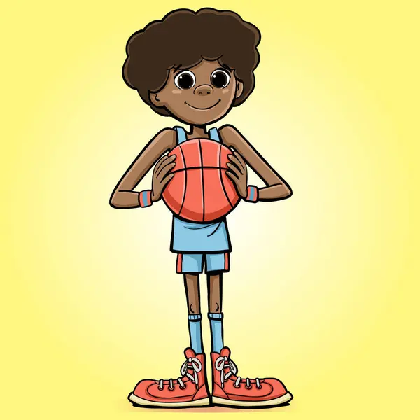 Joueur Basket Ball Avec Balle Dans Les Mains — Image vectorielle