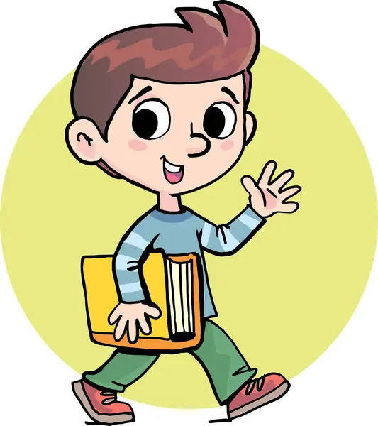 Junge Mit Einem Buch Unter Dem Arm — Stockvektor