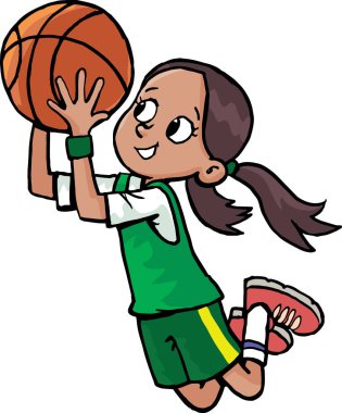 basketball girl throws the ball clipart