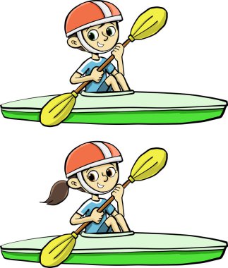 Genç bir oğlan ve bir kız Halmet 'le kürek çekiyorlar ve kayak yapıyorlar.