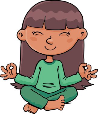 Kız yoga yapıyor ve meditasyonla rahatlıyor.