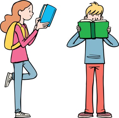 İki genç tesadüfen kitap okuyor.