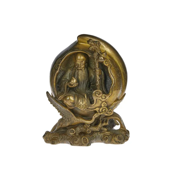 Brass figurine of the Chinese god of health Housing on a white background.
