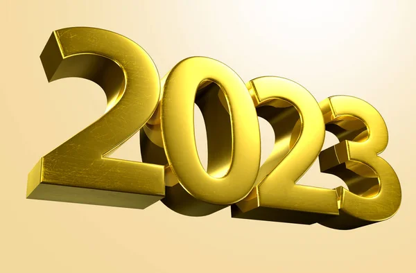 2023 Numara Altın Rengi Arka Plan Açık Kahverengi Çalışma Yolu — Stok fotoğraf