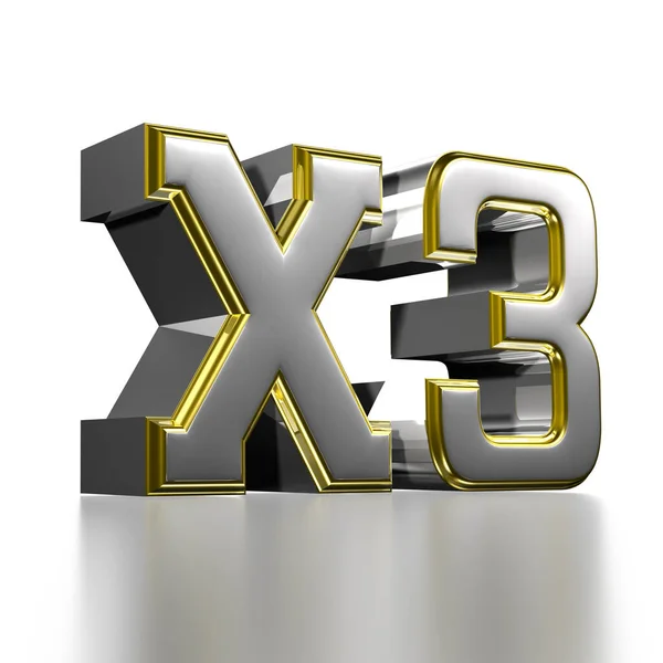 ホワイトの背景にX3ステンレススチールゴールドリム3Dイラストは 作業パスを持っています 広告看板 プロダクトデザイン 製品販売 — ストック写真