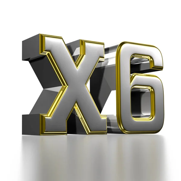 白の背景にX6ステンレススチールゴールドリム3Dイラストは 作業パスを持っています 広告看板 プロダクトデザイン 製品販売 — ストック写真