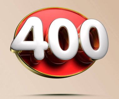 Açık krem arka planda 400 altın sarısı üç boyutlu resimde çalışma yolu var. Reklam tabelaları. Ürün tasarımı. Ürün satışları.