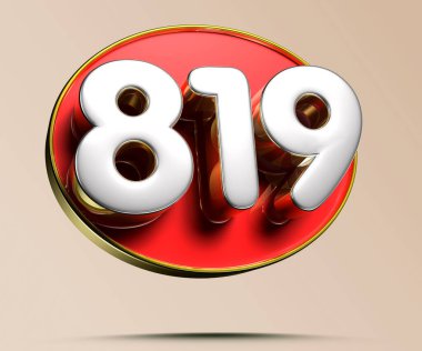 Açık krem arka planda 819 altın kenarlı 3D resimde çalışma yolu var. Reklam tabelaları. Ürün tasarımı. Ürün satışları.