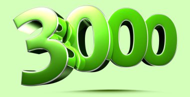 3000 numara 3D çizim açık yeşil arka planda çalışma yolu var. Reklam tabelaları. Ürün tasarımı. Ürün satışları.