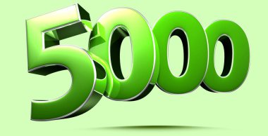 5000 numara 3D çizim açık yeşil arka planda çalışma yolu var. Reklam tabelaları. Ürün tasarımı. Ürün satışları.