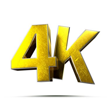 Beyaz arkaplandaki 4K Gold 3D illüstrasyonun çalışma yolu vardır. Reklam tabelaları. Ürün tasarımı. Ürün satışları.