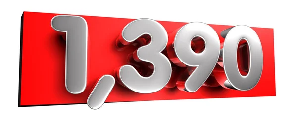 White Number 1390 Red Text Box Illustration White Background Have — Stock Photo, Image