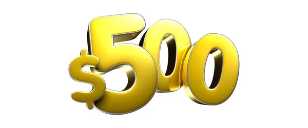 Figura 500 Dólares Oro Ilustración Sobre Fondo Blanco Tienen Trayectoria Imagen De Stock