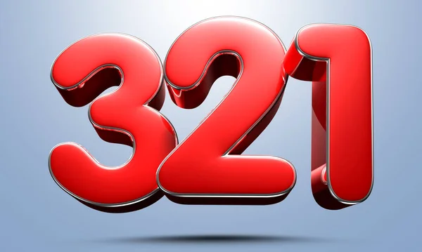 Numero 321 Rosso Illustrazione Sfondo Azzurro Hanno Percorso Lavoro Segnali — Foto Stock