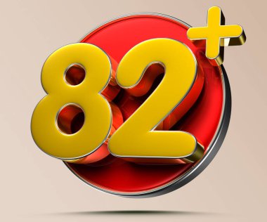 82 artı ışık kremi arkaplanındaki üç boyutlu illüstrasyonun çalışma yolu var. Reklam tabelaları. Ürün tasarımı. Ürün satışları.