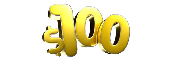 100 Dólares Figura Ouro Ilustração Fundo Branco Tem Caminho Trabalho — Fotografia de Stock