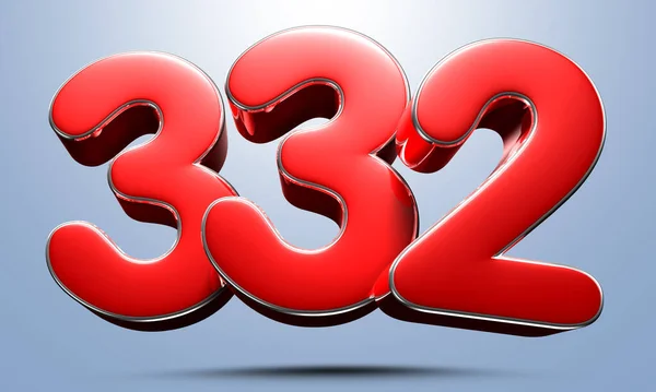 Numero 332 Rosso Illustrazione Sfondo Azzurro Hanno Percorso Lavoro Segnali — Foto Stock