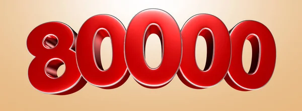 Nummer 80000 Röd Illustration Ljus Grädde Bakgrund Har Arbetssätt Reklamskyltar — Stockfoto