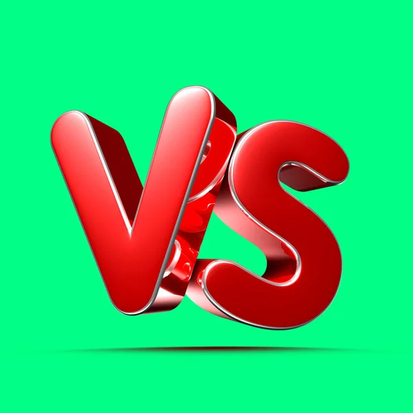 緑の背景のVs赤の3Dイラストには作業経路があります 広告看板 プロダクトデザイン 製品販売 — ストック写真