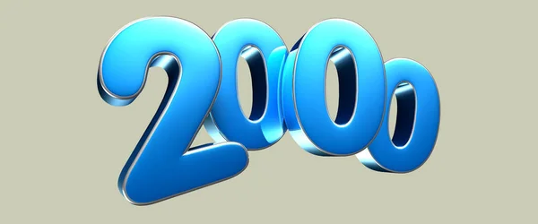 Number 2000 Turquoise Illustration Light Gray Background Have Work Path — Stock Photo, Image