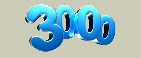 Numéro 3000 Turquoise Illustration Sur Fond Gris Clair Ont Chemin — Photo