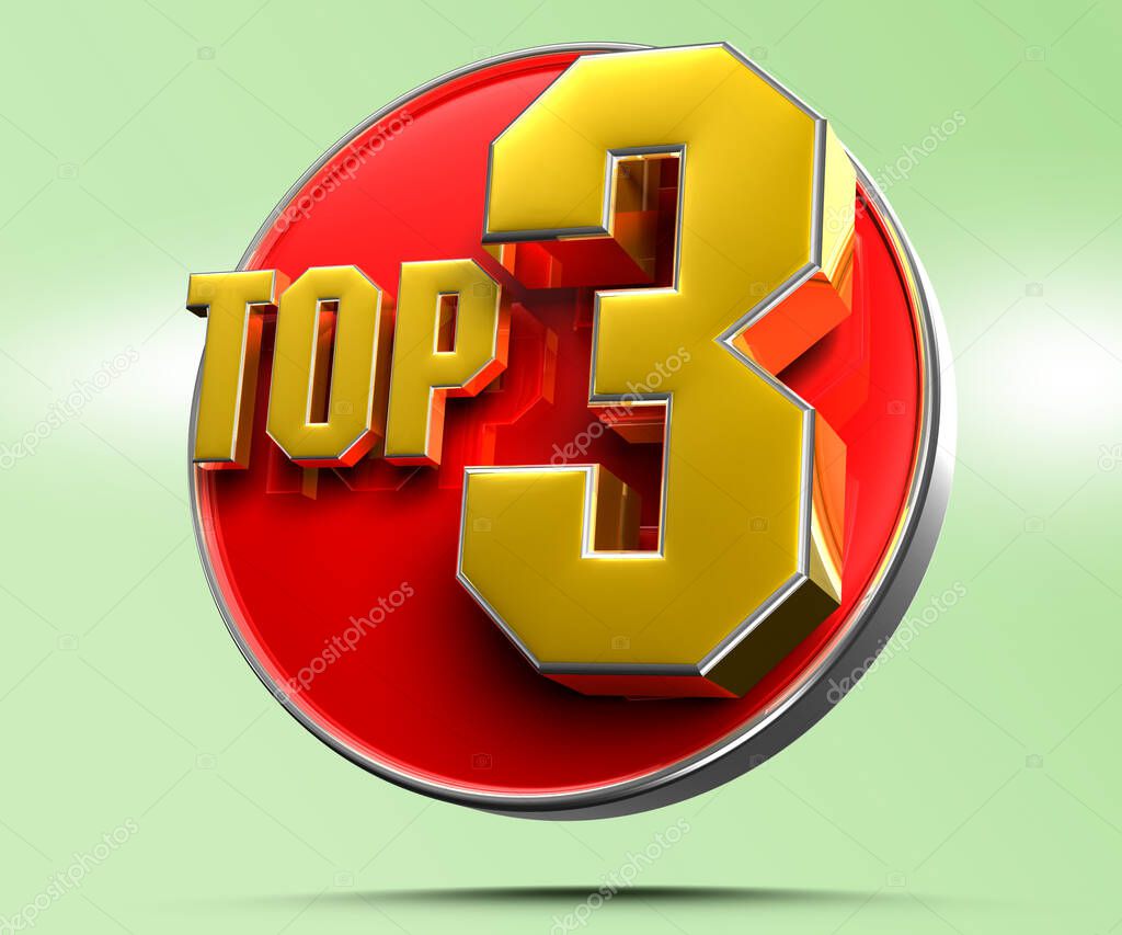 Top 3 3D illustration on light green background have work path.Advertising signs. Product design. Product sales.