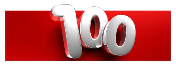 Vit Nummer 100 Över Röd Textruta Illustration Vit Bakgrund Har — Stockfoto