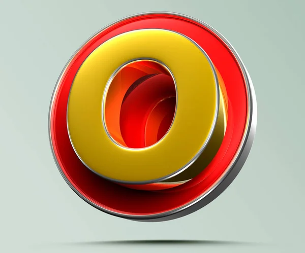 Letter Goudgeel Rode Cirkel Illustratie Lichtgrijze Achtergrond Hebben Werkpad Reclametekens — Stockfoto