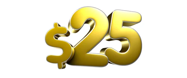 Golden Yellow Number Dollars Illustration White Background Have Work Path — Stock Photo, Image