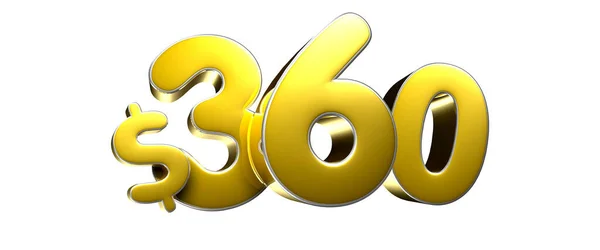 Figura 360 Dólares Oro Ilustración Sobre Fondo Blanco Tienen Trayectoria —  Fotos de Stock