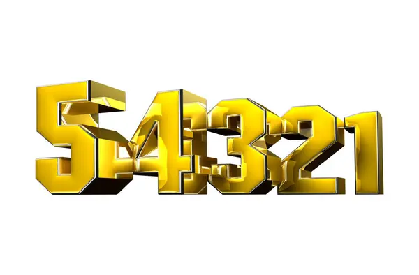 Number 54321 Gold Illustration White Background Have Work Path Advertising — Stock Photo, Image