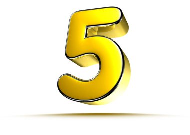 Beyaz arkaplandaki 6 altın 3D çizimin çalışma yolu var. Reklam tabelaları. Ürün tasarımı. Ürün satışları. Ürün kodu.