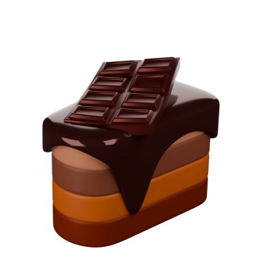 No: 06 Çikolatalı Kek Beyaz arka planda 3D görüntüleme çalışma yolu var.