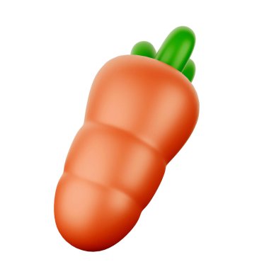 3 numaralı karikatür tarzı havuç, beyaz arkaplandaki 3D renkte iş yolu var.