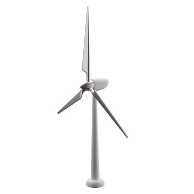 Beyaz arkaplandaki modern yel değirmeni 3D görüntüleme yolu.