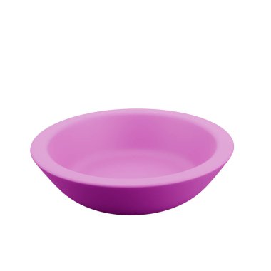 Beyaz arka planda duran 3 boyutlu pembe kâse iş görür..